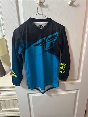 Kids' Fly Racing Blue & Black Long Sleeve Jersey
